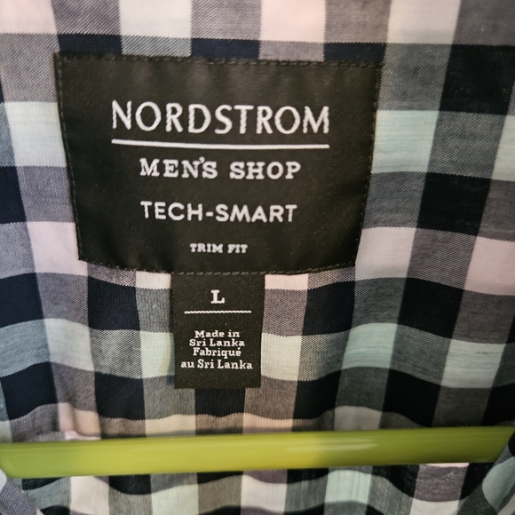 Nordstrom Men's Plaid Shirt - Black, White, and Blue - Picture 2 of 2
